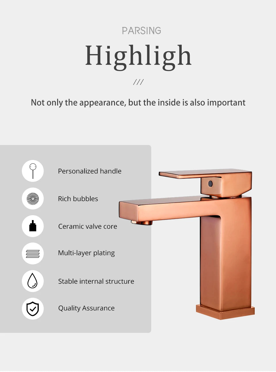 Bagnolux Rose Gold Single Hole Deck Mounted Brass A Handle Cold Hot Mixer Sink Tap Basin Water Tapware Bathroom Faucet
