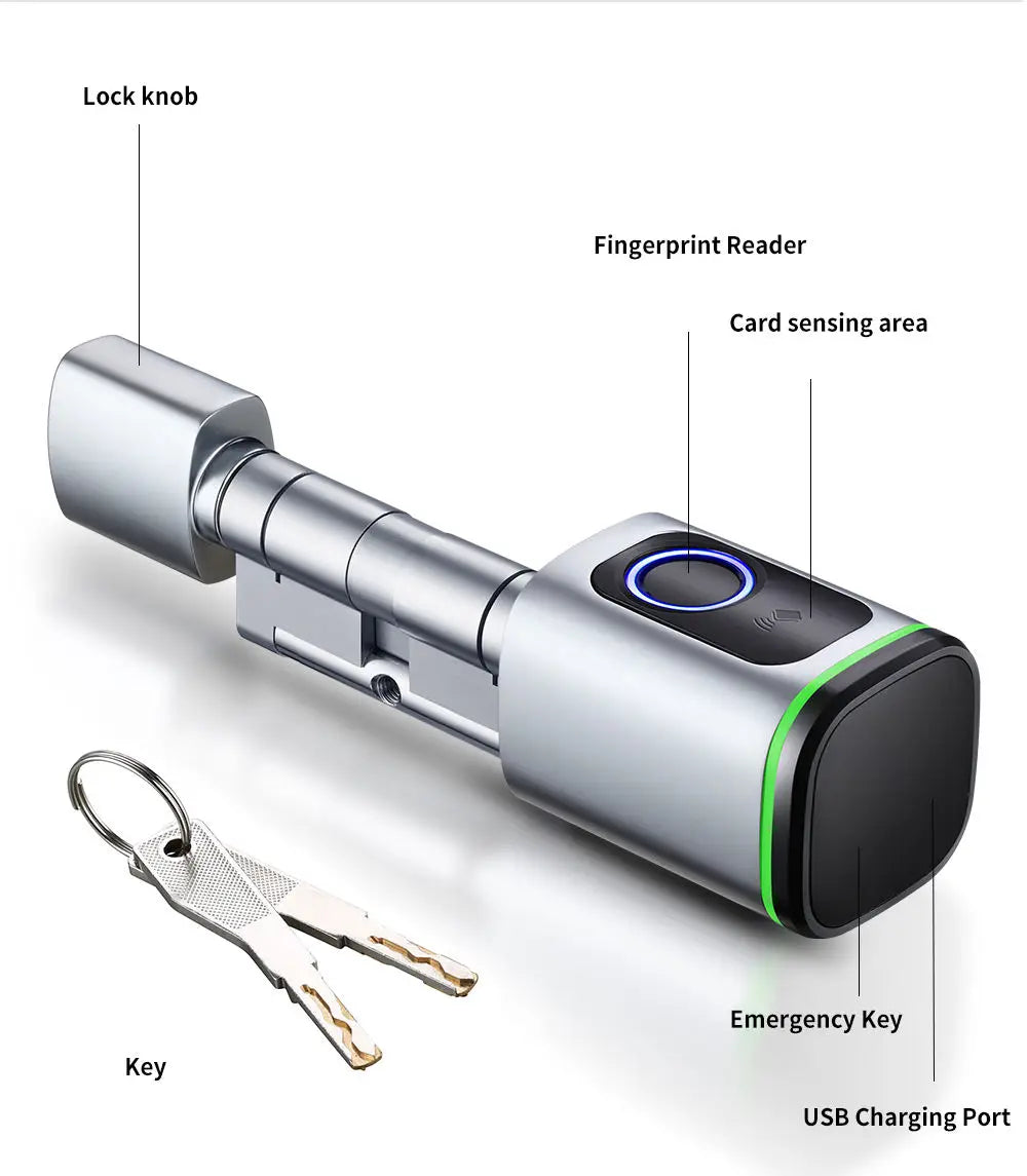 Tuya BLE TT Lock Smart Cylinder Lock with Key Ttlock Electronic with Fingerprint and DIY Cylinder Core Door Lock