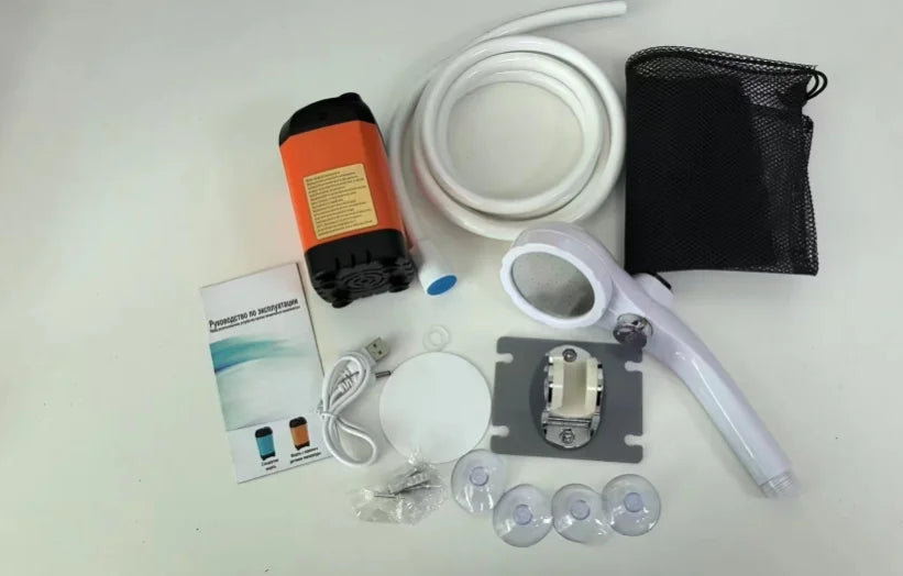 Portable Shower for Camping Outdoor Electric Shower Rechargeable Pump with 20L Collapsible Bucket