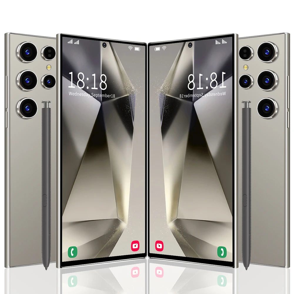 Hot Selling S24 ULTRA 5G Smartphone 7.3 Inch Full Display 48MP+108MP Deca Core Android 14 MTK Processor LTE Mobile Phones