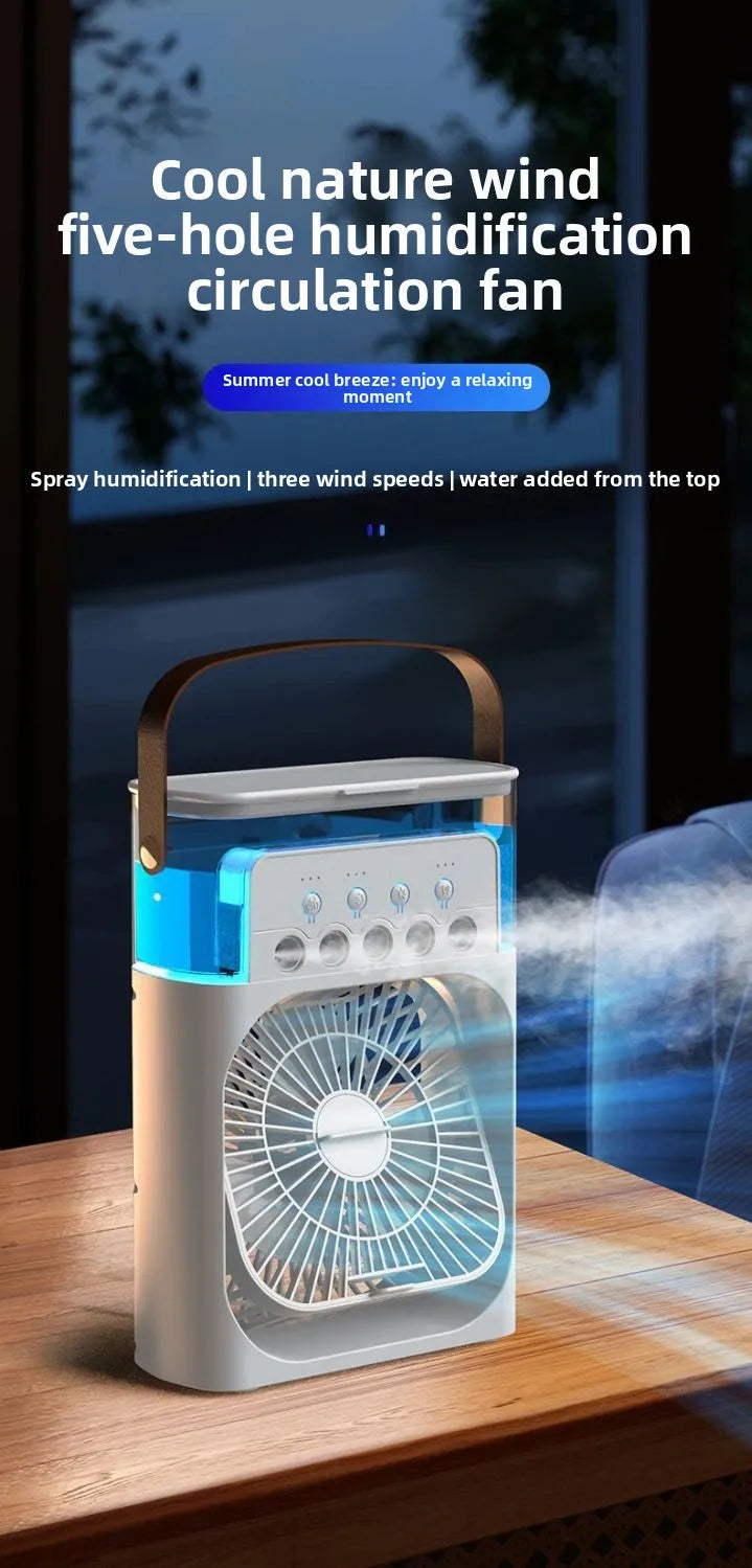 Five Hole Smart Spray Fan Humidifier Water Cooled Fan Desk Office Student Use Silent Hydrating Humidification Cooling Air Fan