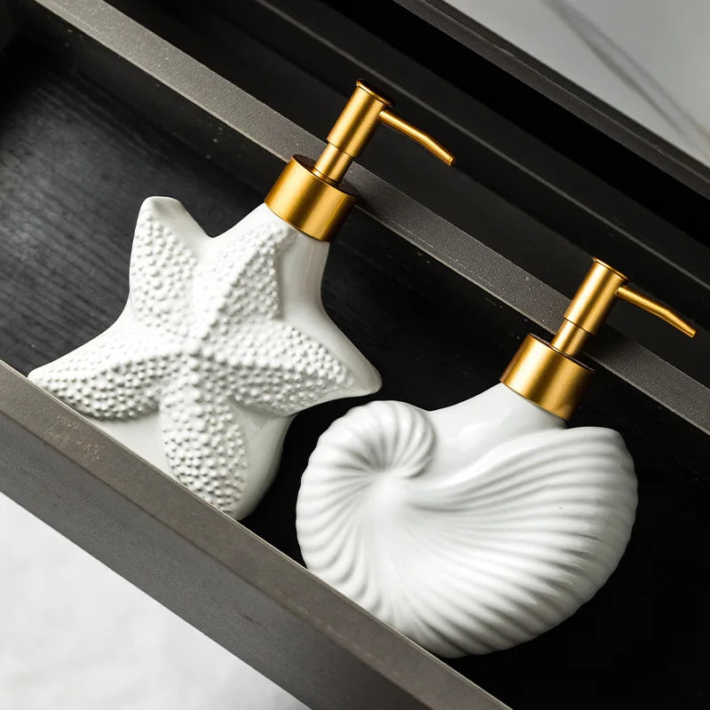 Minimalist Nordic Style Ceramic Dispensing Bottle for Hand Soap Shower Gel or Shampoo Hotel Bathroom Set Supplies