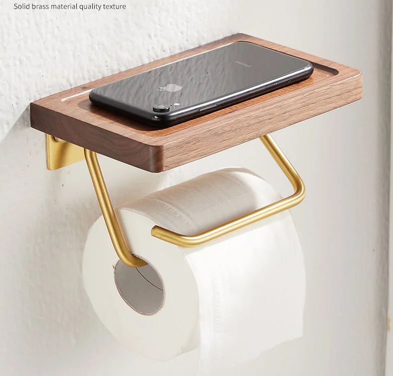 Paper Towel Rack Black Walnut Toilet Roll Rack Creative Solid Wood Paper Towel Hook Bathroom Rack
