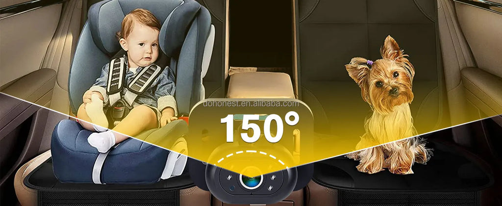 Brown Baby Car Camera Waterproof 1080P Easy Install Clear Night Vision 2Mins Plug-Play 360 Rotation Rear Facing Monitor