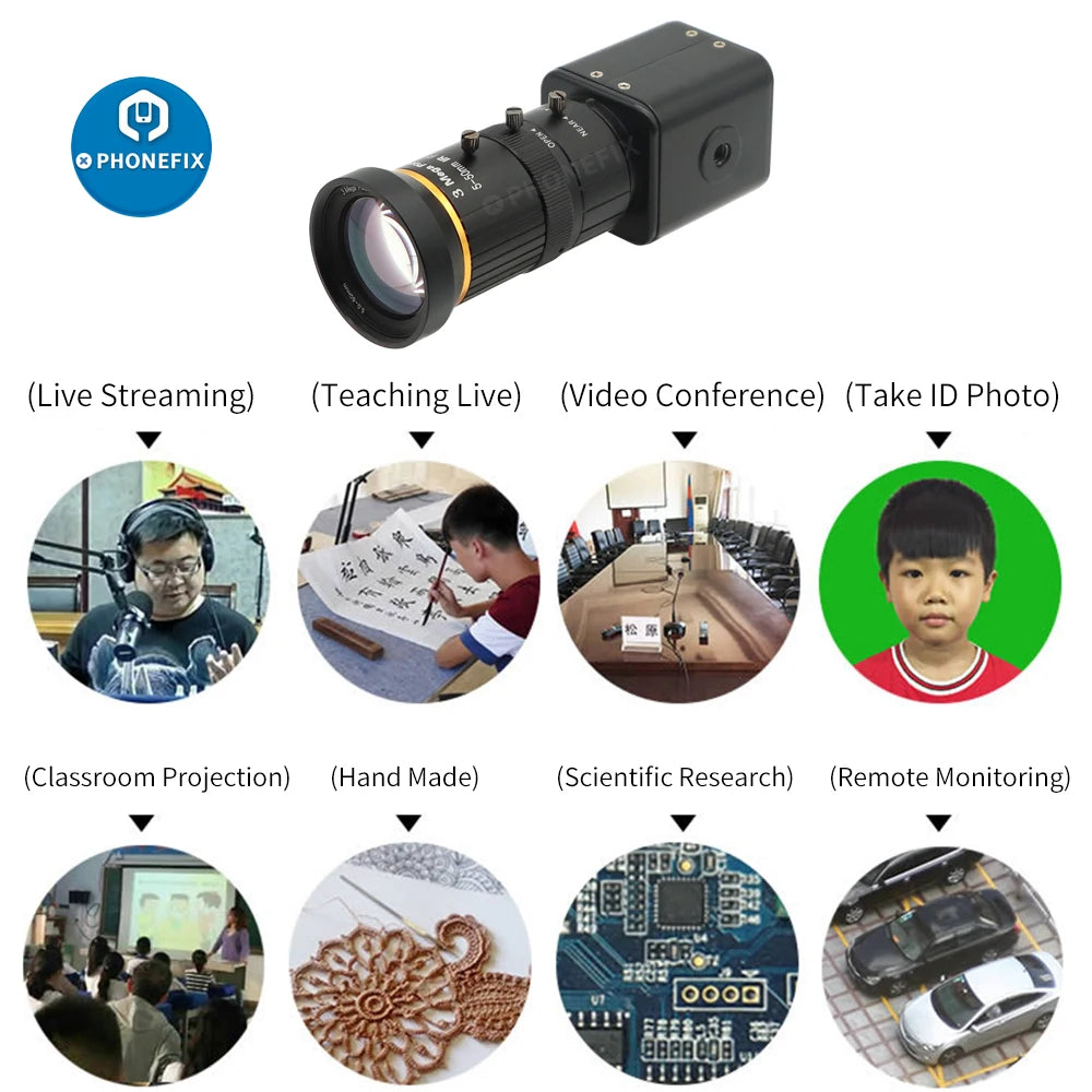 Full HD 1080P 60FPS 2.0MP Industry Video Live HDMI Camera 5-50MM CCTV Lens for Online Teaching Conference Live Video Streaming