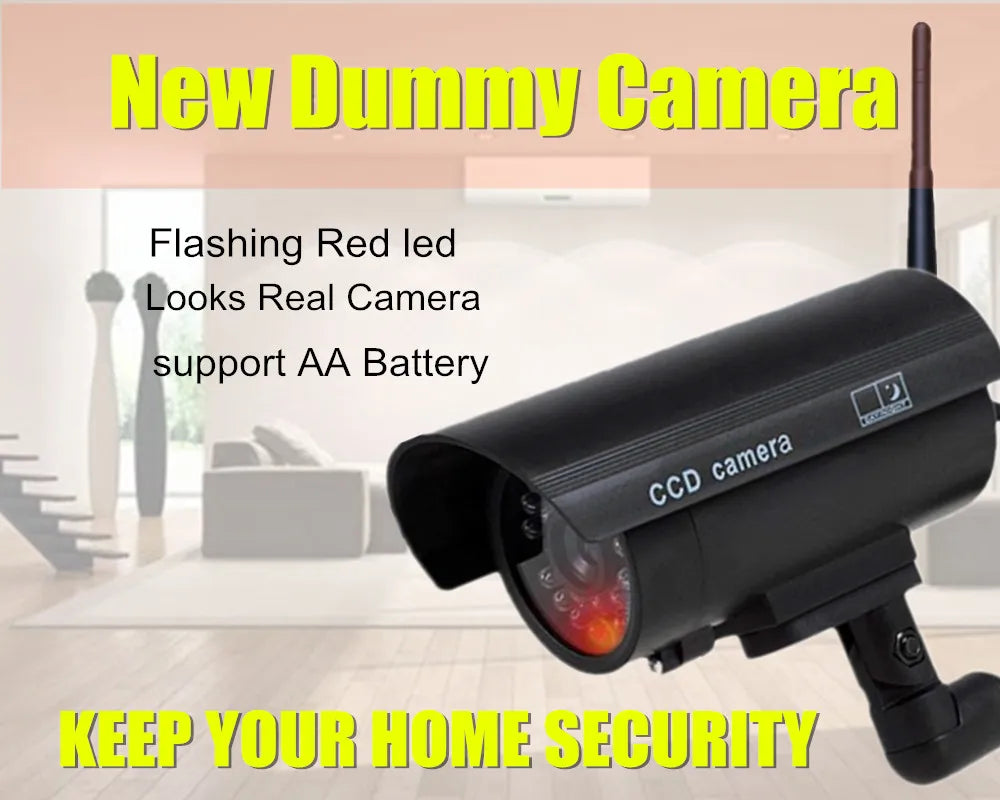 Dummy camera cctv video surveillance cameras w/ wifi antenna infared IR LED flashing battery powered security fake camera