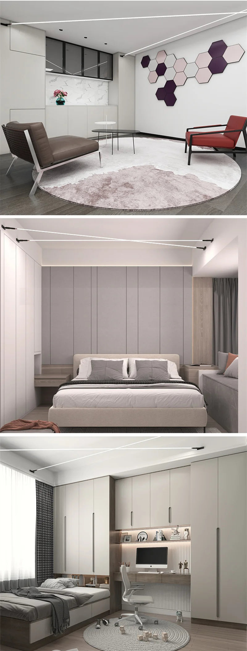 Skyline Linear Wall Lamp Strip Family Decoration Black White Steel Bar Villa Aisle DIY Length LED Ceiling Light Cutting Sconce