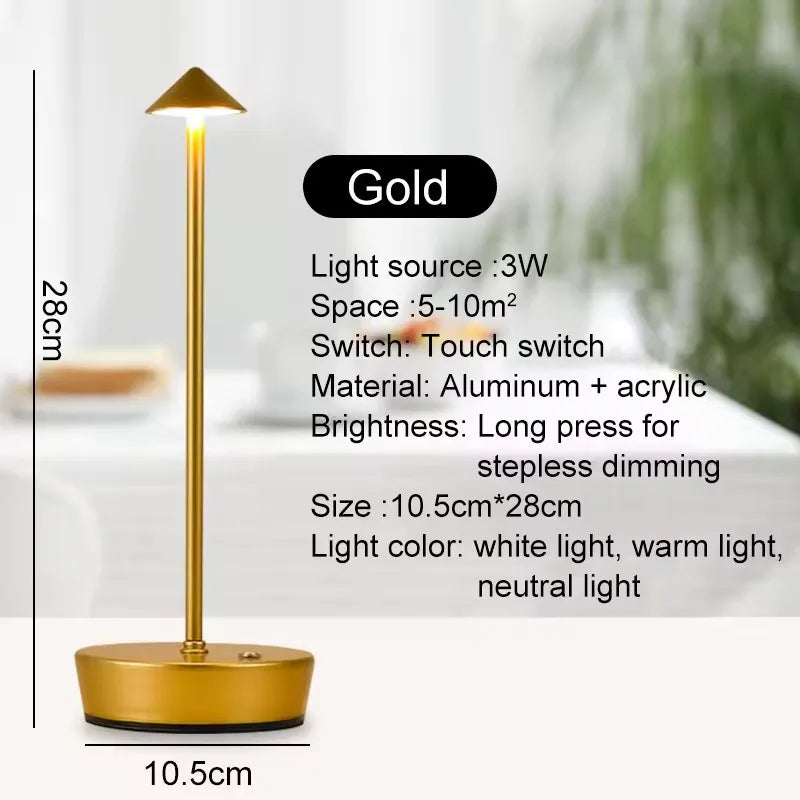 Rechargeable Cordless LED Table Lamp with Touch Control Dimmable & Eco-Friendly Modern Design for Bedroom Use