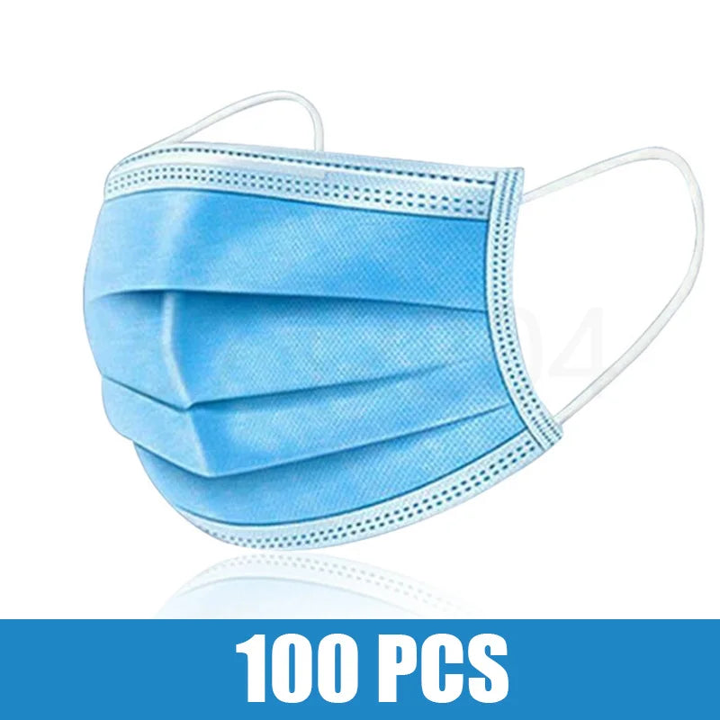 10/50/100/200PCS Disposable Mask Earloop Pink Bule Black White Mouth Masks 3 Layers Meltblown Non-Woven Breathable Face Mask