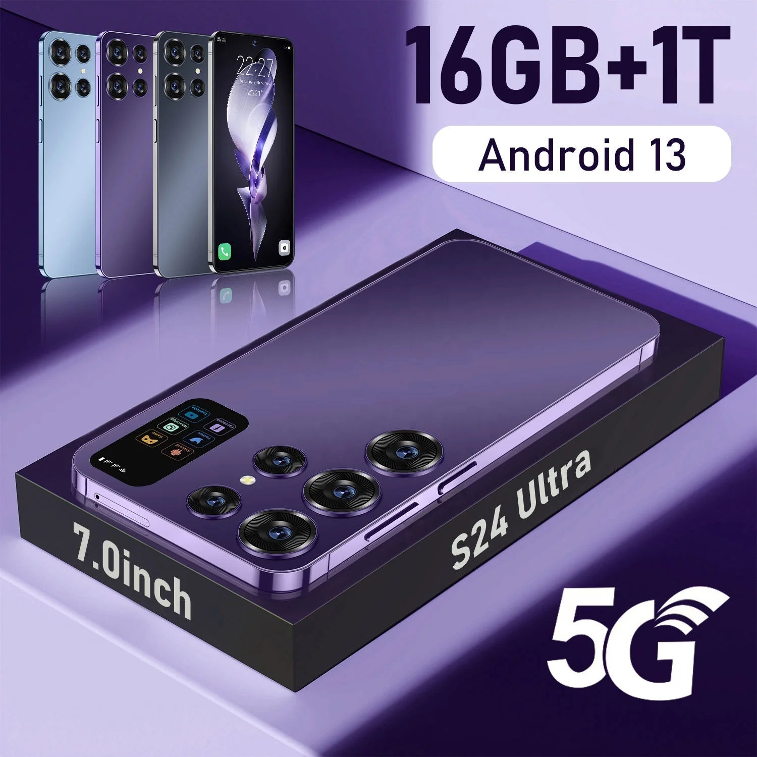 Promotion Custom S24 Ultra Unlocked Mobile Phones Big Screen 5G Smartphone 16gb + 1TB Android13 Dual SIM Card Telefone