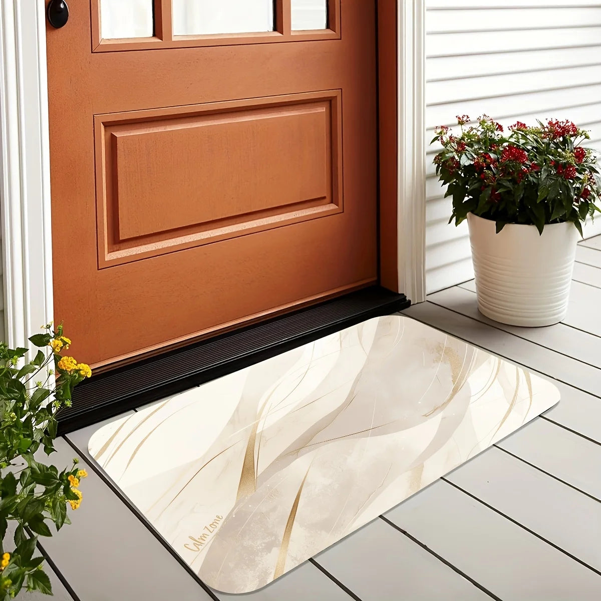 1pc Quick- Bathroom Mat Bath Rug Mat - Non-Slip, Absorbent Diatom Mud Floor Rug with Geometric Design for Shower & Entryway Bath