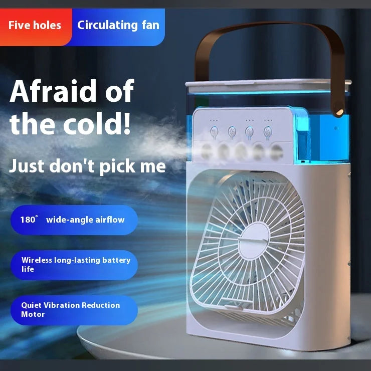 USB-Powered Mini Portable Handheld 3-in-1 Air Cooling Humidifier Fan with Ice Function for Outdoor & Car Use