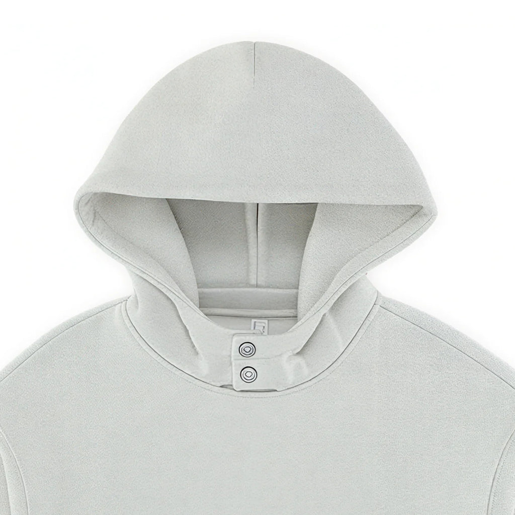 Minimalist Double Button Hood Drop Shoulder Cotton Blend Hooded Top Men's Custom Designer Oversized Hoodie