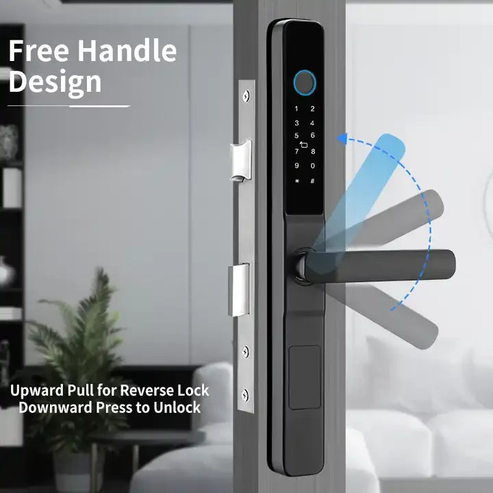 New Design Tuya WiFi Smart Door Lock Waterproof Camera Aluminum Sliding Door Steel Door Memory Card Cloud New Zealand Exclusive