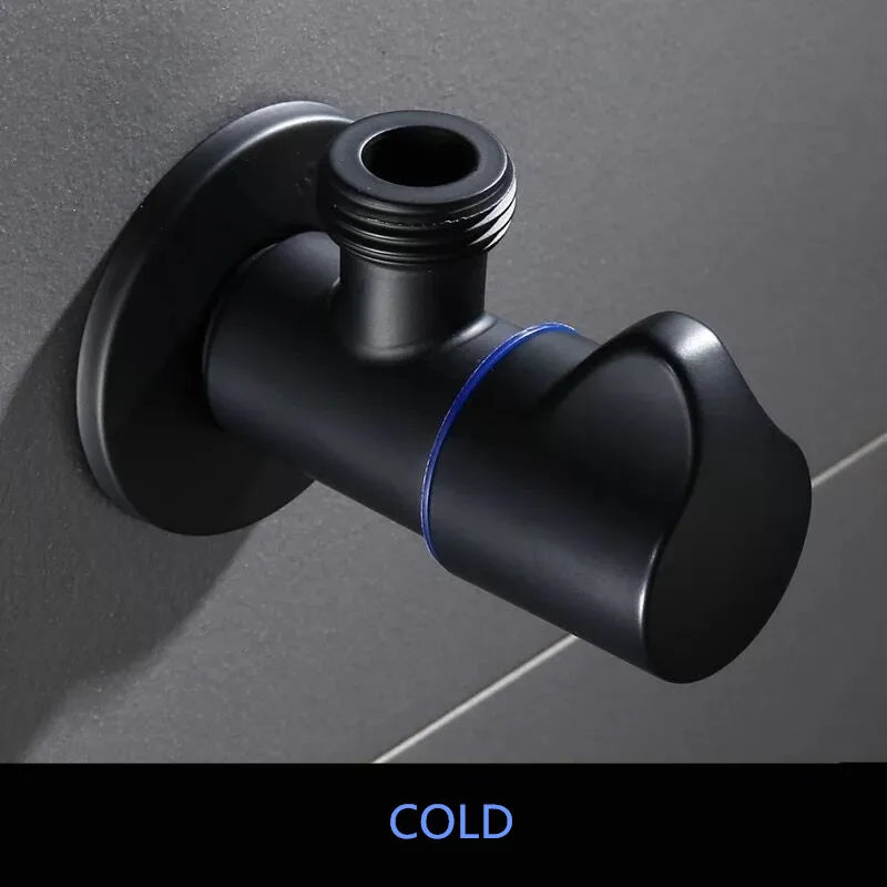 Black Stainless Steel Bathroom Filling Angle Valve G1/2 Threaded Standard Male Corner Bidet for Kitchen Cold Hot Tap Accessories