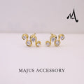 Rhinestone Clip on Earrings for Bose Earbuds (No Earbuds) Brass Accessories Golden Intertwined Wave Design Zircon Ear Cuff
