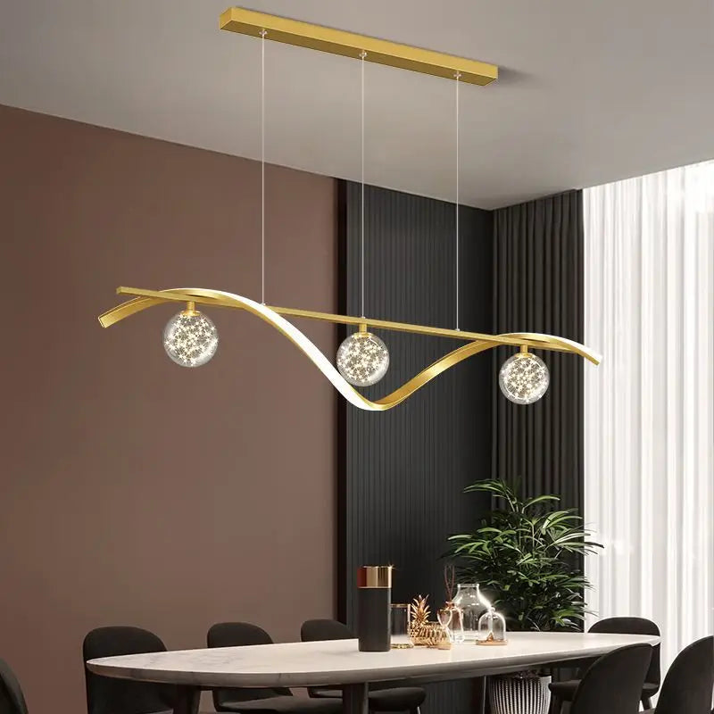 Modern Nordic Led Chandelier Kitchen Island Creative Glass Ball Pendant Lamp Dining Room Coffee Bar Deco Gold Hanging Light
