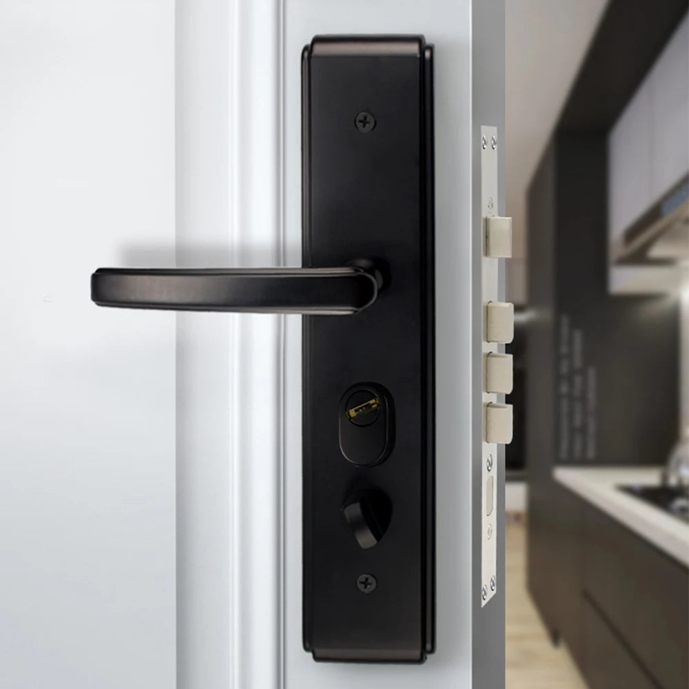 High Security Anti-theft Stainless Steel 304 Mechanical Door Lock Matt Black Panel Lock with Four Spring Bolt