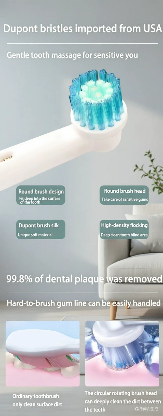 2026 Summer Rechargeable Sonic Electric Toothbrush Teeth Cleaner Oral Care Smart Timer IPX7 Rotating Electric Toothbrush