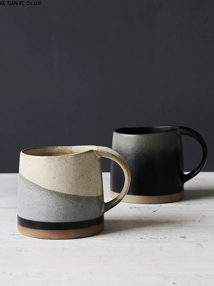 Japanese Retro Stoneware Coffee Cup Household Ceramic Hanging Ear Mug Cup English Afternoon Tea Tea Cup Breakfast Milk Mug Gift