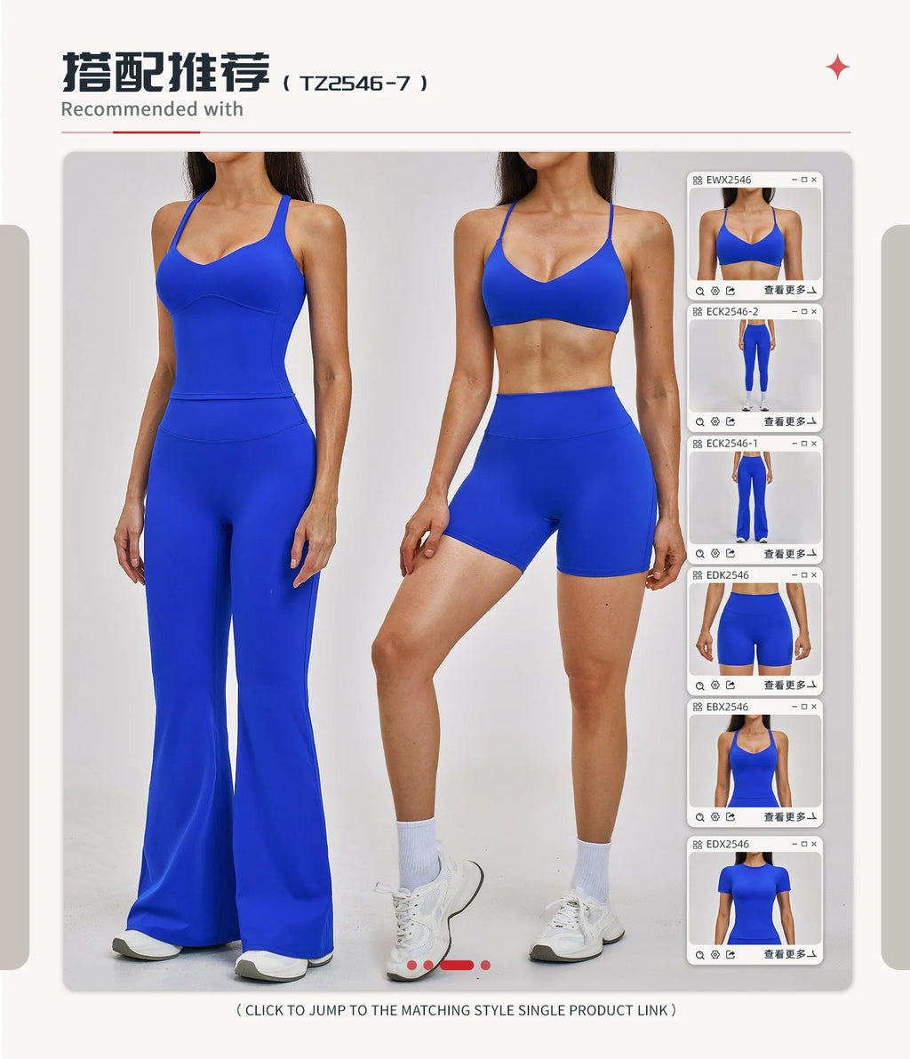 Tight Solid Breathable Back Yoga Set 2-Piece High-Waisted Elastic Waist Sports Suit for Outdoor Running Gym Wear
