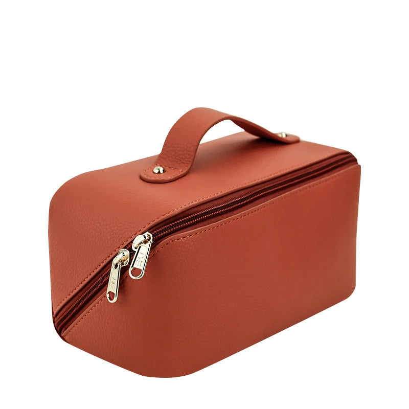 Large Capacity Vegan Leather Water-resistant Cosmetic Bag 3D Embroidery Bridal Shower Gift for Bridesmaids Fashionable Accessory
