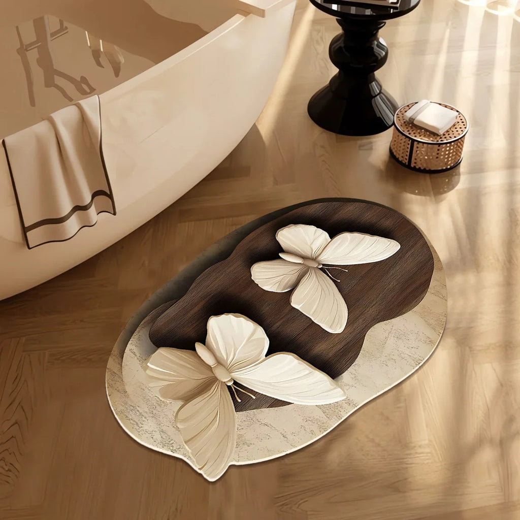 Water Aabsorbent Small Bathroom Rug Decor Floor Carpet Indoor Shower Mat  Mats for Bathroom Non Slip butterfly Bathroom Rugs