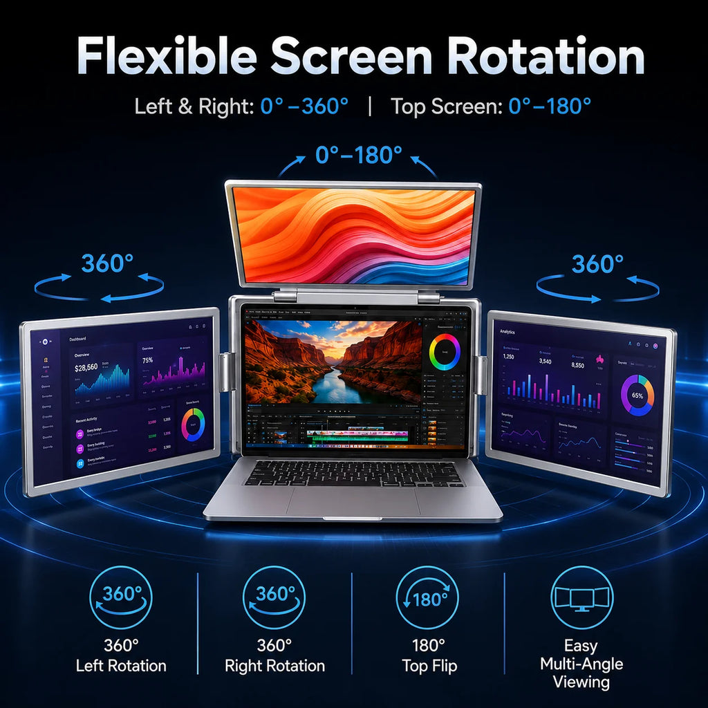 14 Inch Laptop Screen Extender Triple Display 1920x1200 16:10 IPS 100% sRGB Portable Monitor Extender