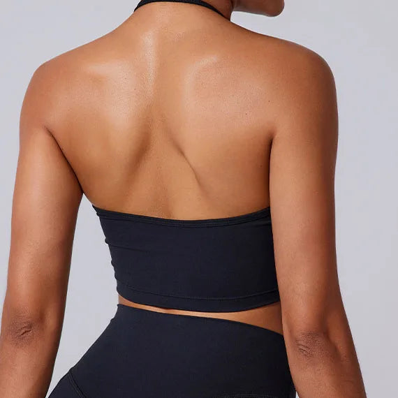 New Arrival Quick Dry Solid Color Cross Hollow Gym Frosted Backless Thin Straps Cross Layer Yoga Sports Bra for Women