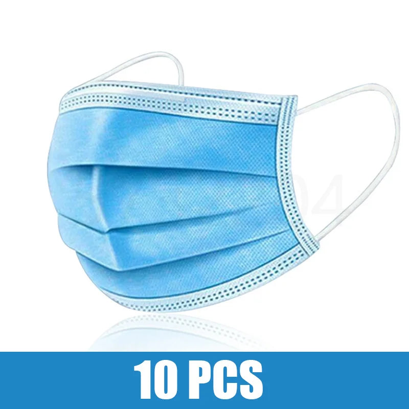 10/50/100/200PCS Disposable Mask Earloop Pink Bule Black White Mouth Masks 3 Layers Meltblown Non-Woven Breathable Face Mask
