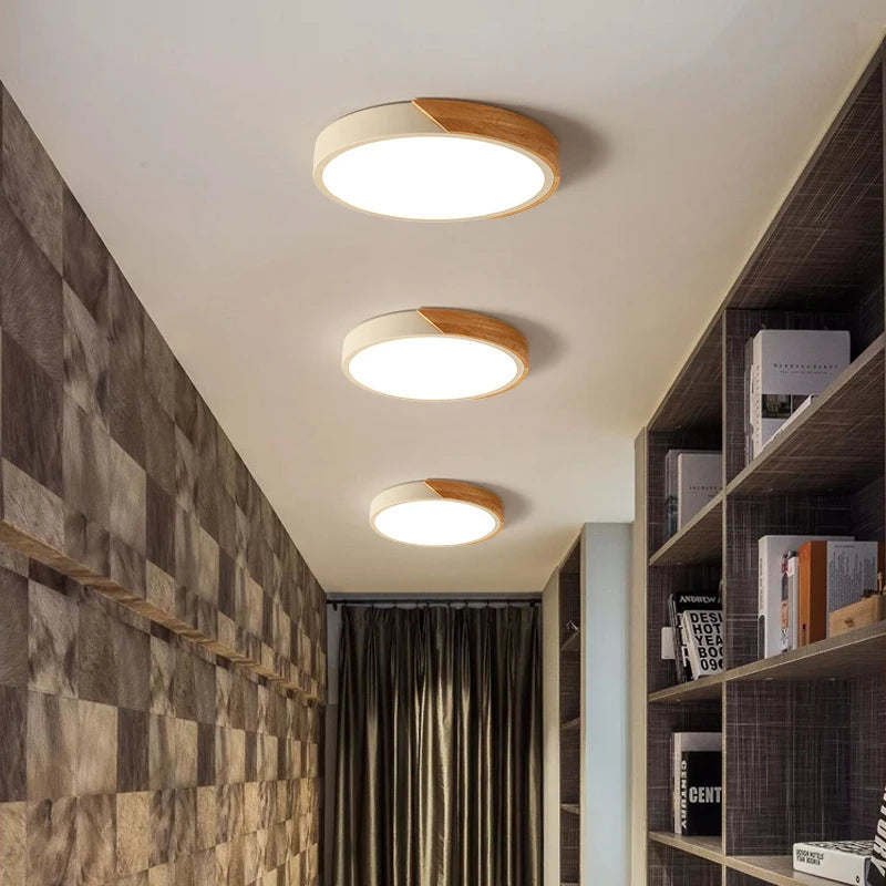 Modern Wooden Square Glass Shade Pendant Light White Finish LED 6000K Daylight Full Spectrum CRI 90 3-Year Warranty Middle