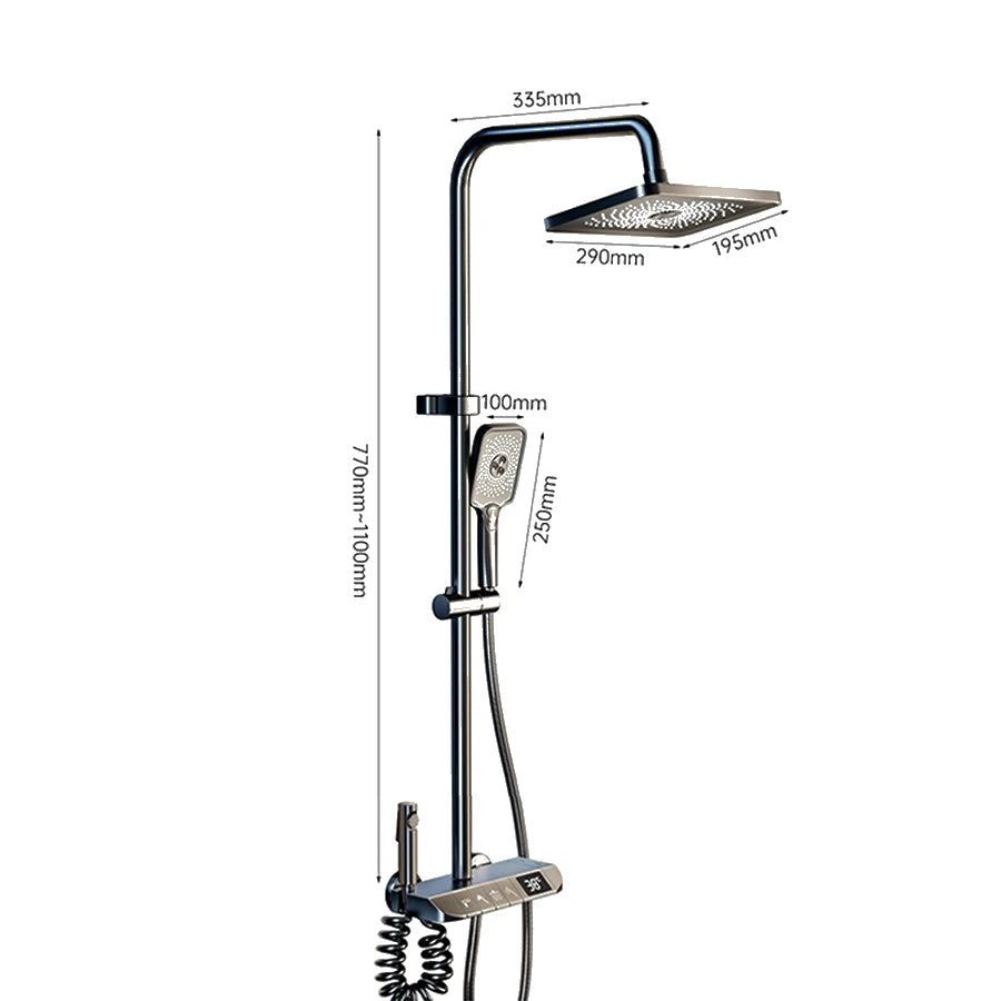 Thermostatic Shower System, 4 FunctionsLED Digital DisplayPiano KeysWall Mounted Shower SetBathroom Mixer & Bidet Sprayer