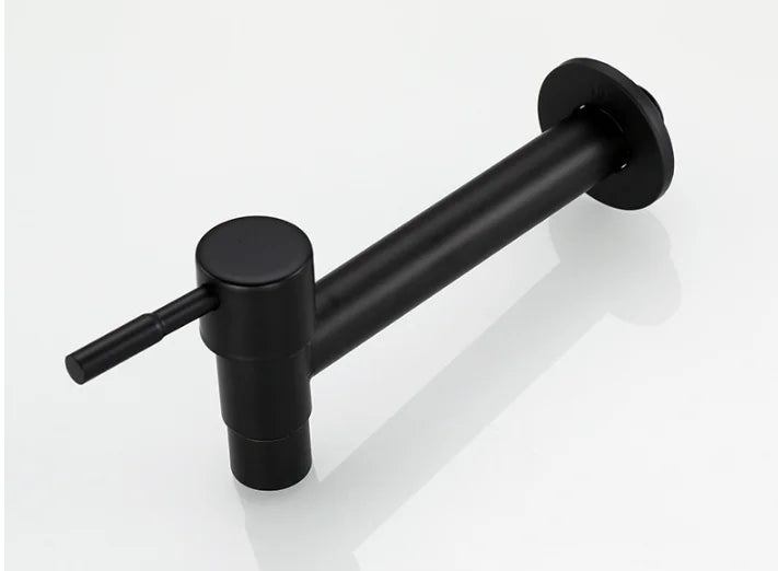 Wall Mounted Faucet Single Cold Sink Tap Black Water Tap for Bathroom Washing Machine Sink Mop Pool