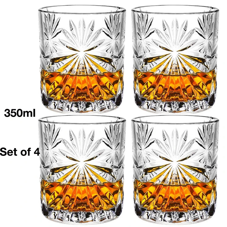 4PCS Fashion Whiskey Glasses, Scotch Whisky, Bourbon, Cocktails, RUM, Durable Whiskey Glasses