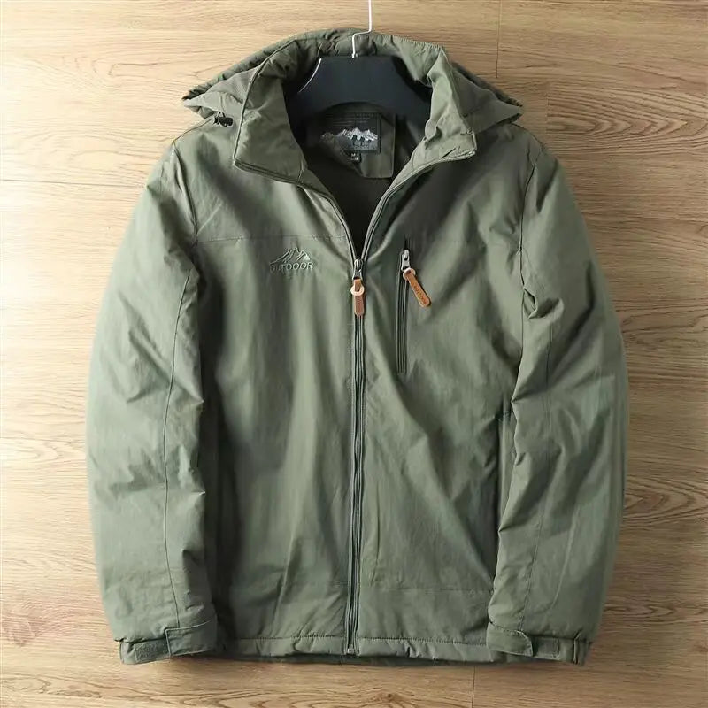 Hot Sale Winter Men's Windproof Waterproof Fleece Lined Zip up Soft Shell Jacket Oversize Warm Hooded Coat Jacket