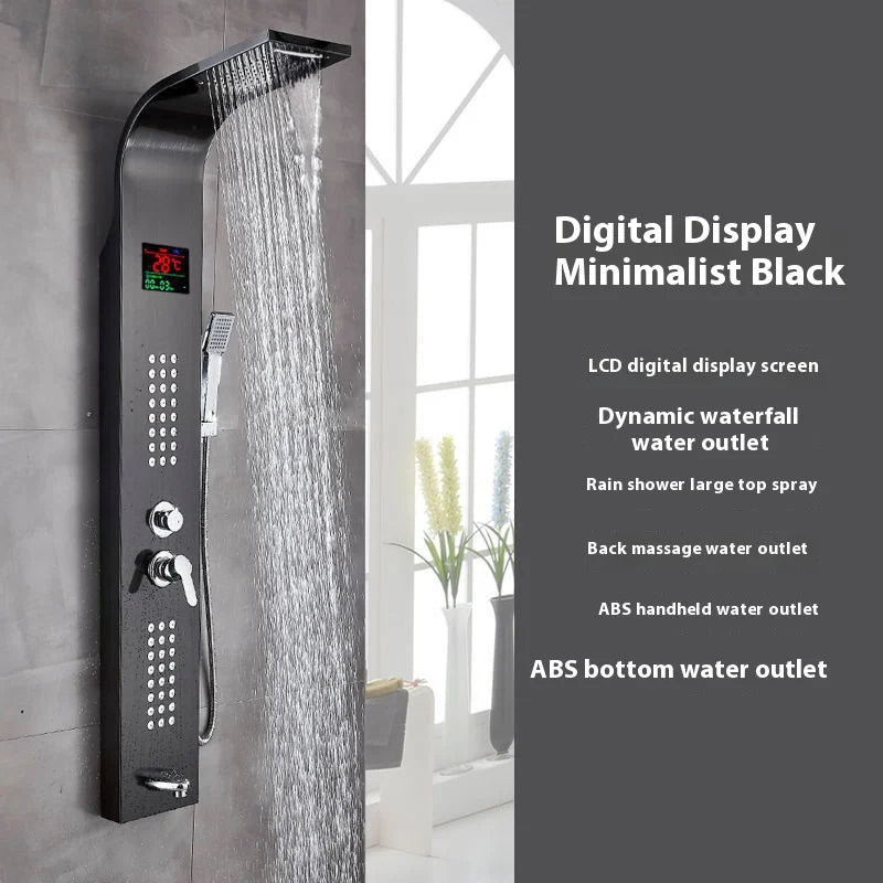 Modern Luxury Good Quality 304 Sus Digital Led Smart Rainfall Shower Massage System Wall Panels for Showers 3 Warranty