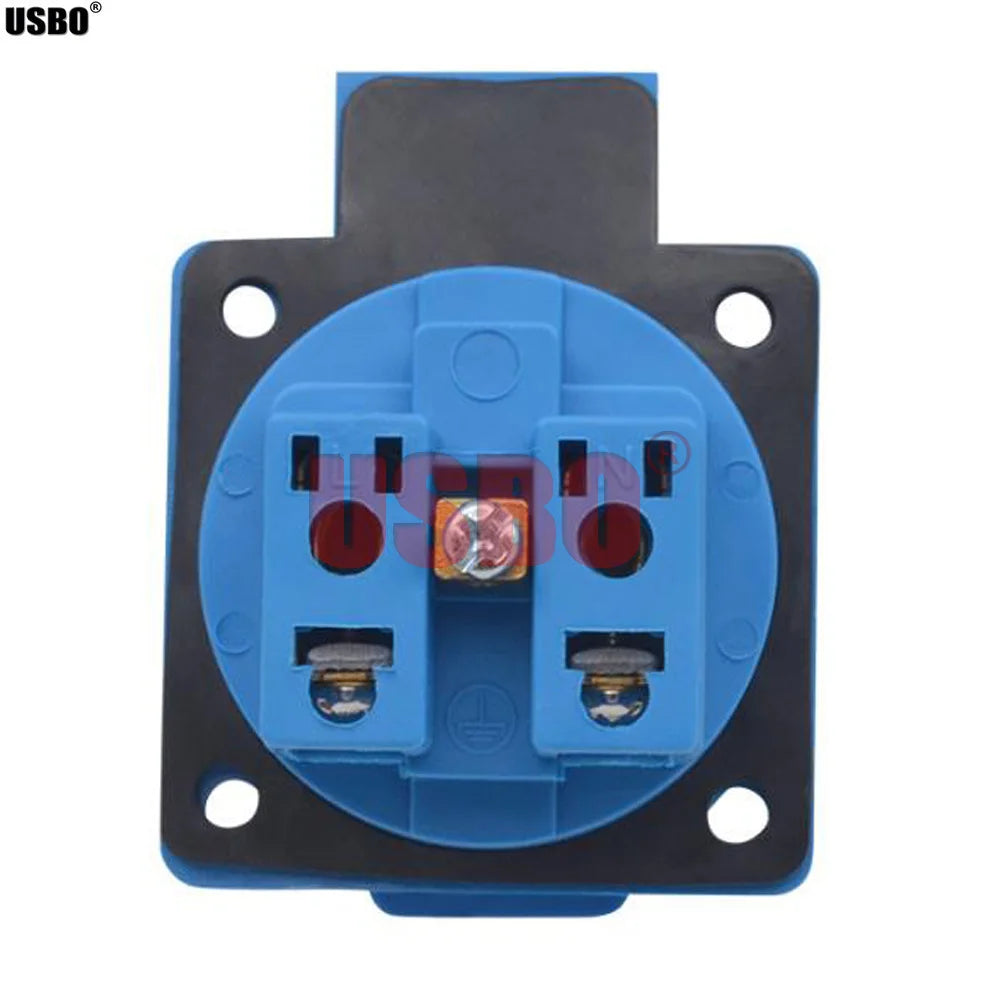 Black Blue Round Cover 50*50mm EU Industry AC Power Socket IP44 Europe Germany 16A 250V Grounding Outdoor Waterproof Socket
