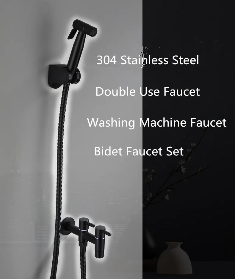 Washing machine faucet Bidet Faucet Stainless Steel Bathroom faucet tap Single Cold garden Faucet Black outdoor mixer Small Tap