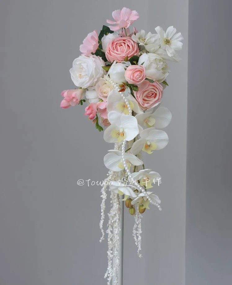 Peony Bridal Shower Bouquet Silk Flowers Handmade Artificial Wedding Bridesmaid Hand Flower Bouquets