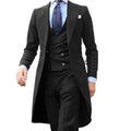 2024 New Arrival l Long Coat Designs Chinese Red Men Suit Gentle Men Tuxedo Prom Blazer Custom 3 Pieces (Jacket+vest+Pants)