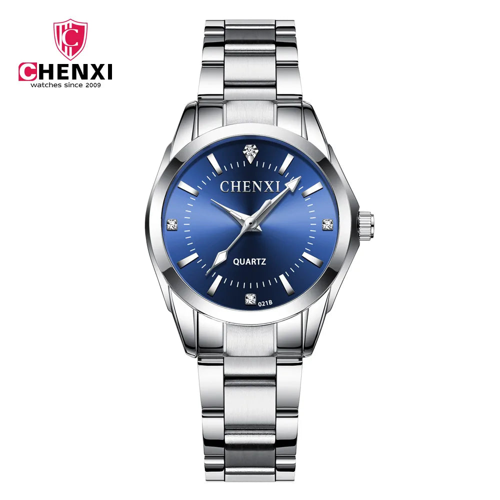 CHENXI Brand Couple Watch Luxury Women's Casual Watches Waterproof Watch Women Fashion Dress Rhinestone WristWatch CX021B