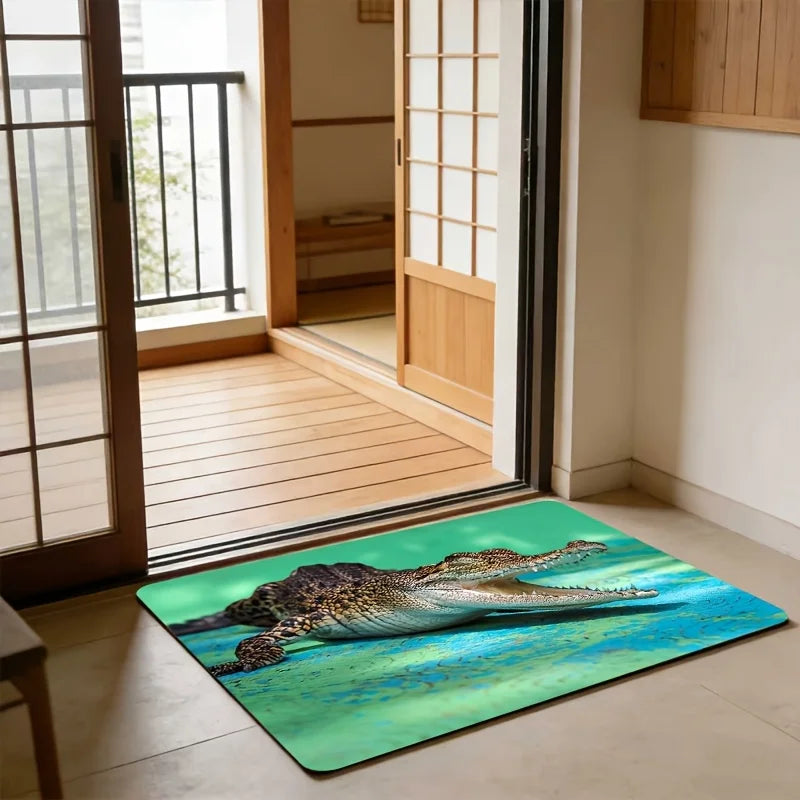 1pc Quick- Bathroom Mat Bath Rug Mat - Non-Slip, Absorbent Diatom Mud Floor Rug with Geometric Design for Shower & Entryway Bath