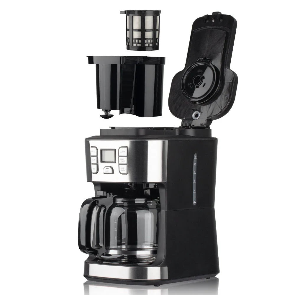 Household Electric Automatic Drip Coffee Machine Grinder 15bar Pressure Touch Control Eco-friendly Stainless Steel 1.8L Capacity