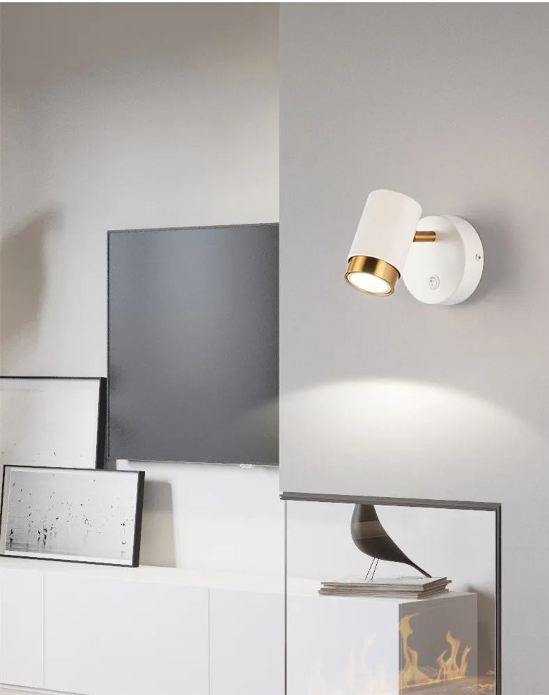 5W Wall Lamp Black/White Modern Aisle Wall Light Adjustable For Bedside Bedroom Lights Corridor sconce AC110-240VGU10 LED Switch