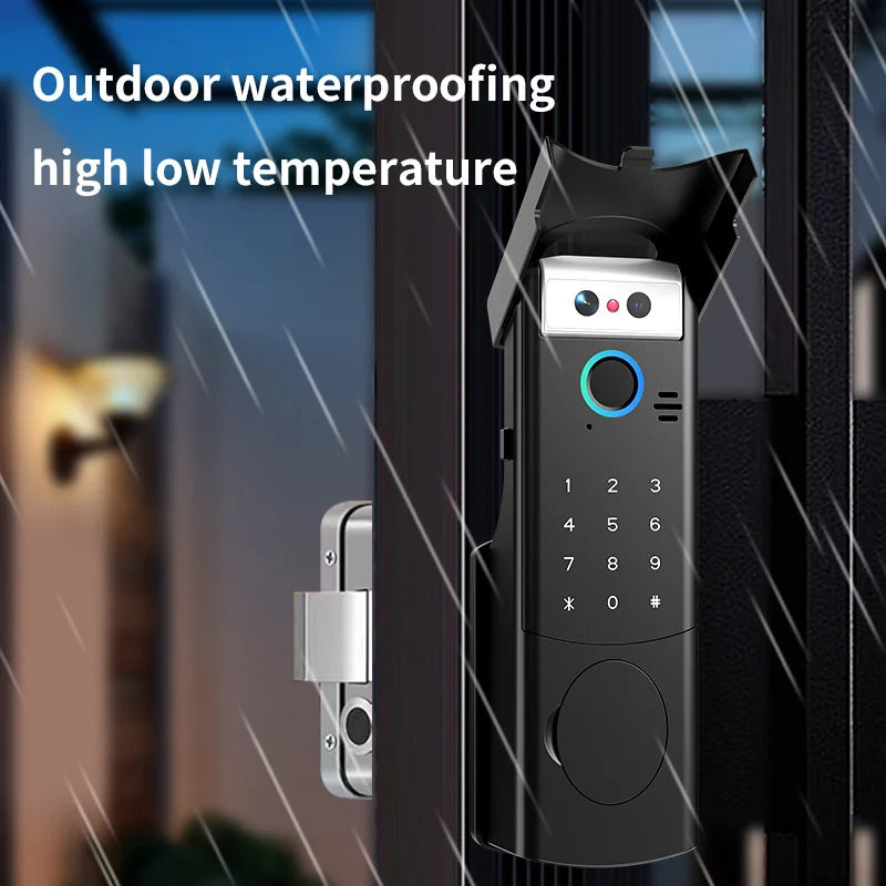 Tuya Outdoor Waterproof Smart Door Lock Fingerprint Face Recognition App Control WiFi Cloud Key Mobile Phone Key Compatible