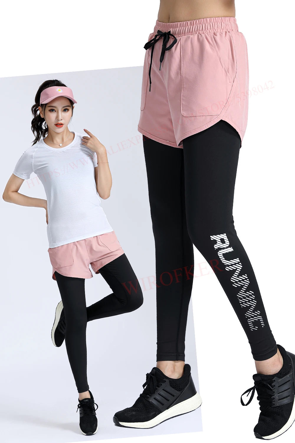 Women Running Trousers 2 In 1 Yoga Sports Fitness Leggings Quick Dry Jogger Training Sportpants High Waist Female Gym Pants