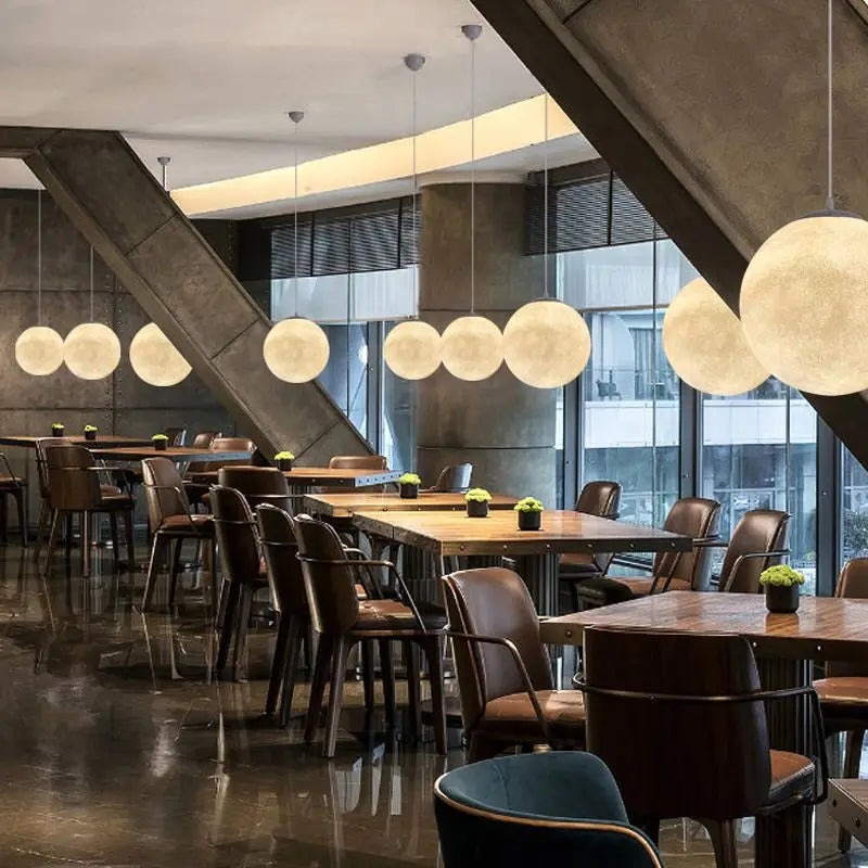 Nordic Internet-famous Chandelier Bar Atmosphere Light for Living Room Planet Moon Hanging Chandelier Middle LED Iron 2-Year
