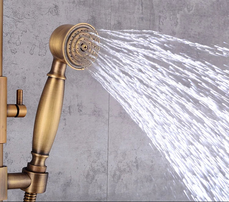 Modern European-Style Brass Bathroom Shower Suite Dual Handle Wall-Mounted Shower Faucet Slide Bar Ceramic Valve Core Rain Spray