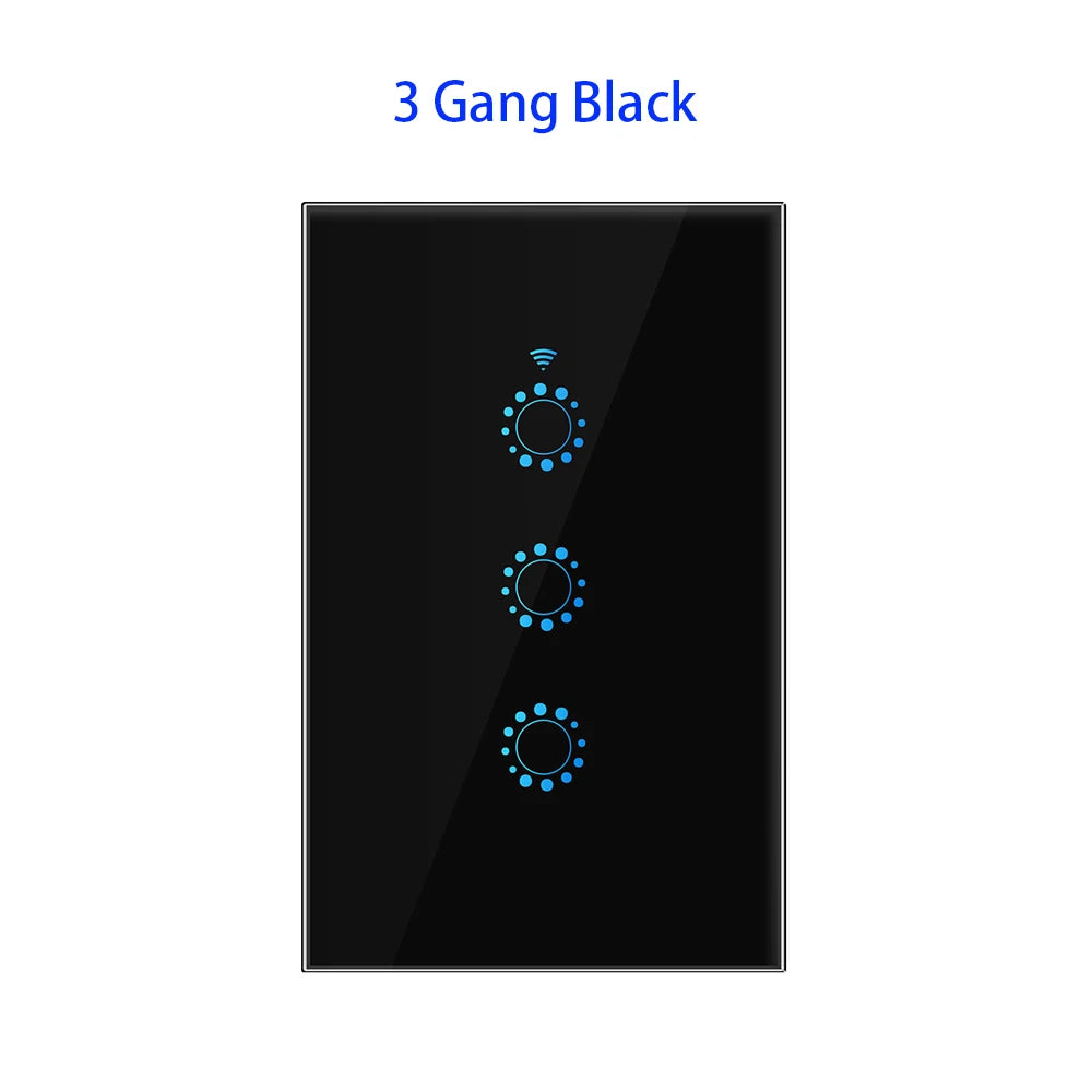 US Standard 1/2/3 Gang WiFi Smart LED Light Touch Switch Wall Panel Smart Home Switch Voice Control eWeLink Alexa