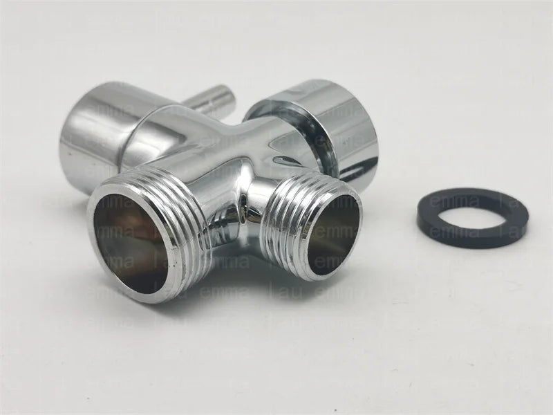 G1/2 Black Water Divider One-in-two-out Three-Way Shower Faucet Valve Adapter Hot Cold Water Switch